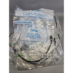 ClearLinks Cat6 Patch Cable 10pc 1ft New Gigabit‎ 550MHz Copper UTP C6-BK-01-M